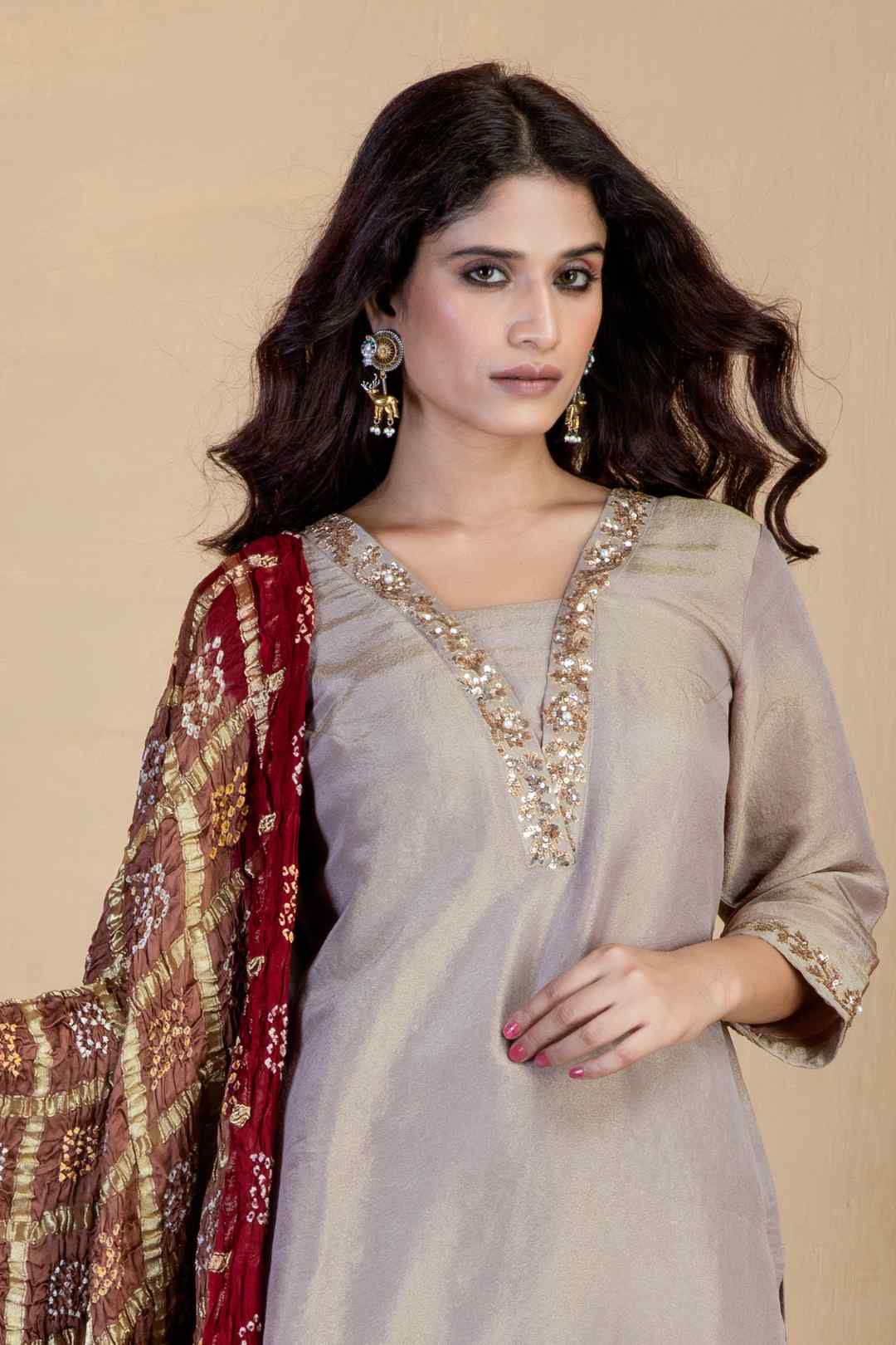 Copper shimmer suit set - Ritivesh By Ritika Aggarwal