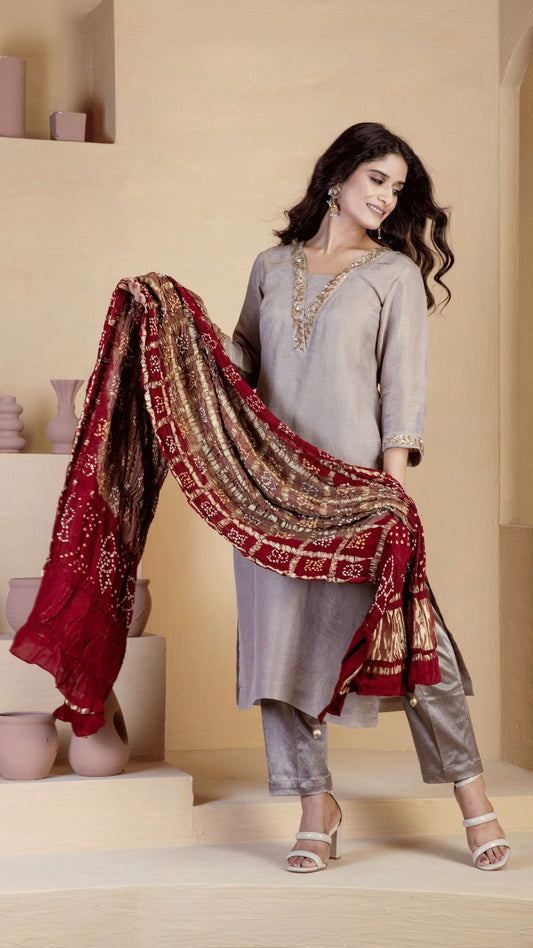 Copper shimmer suit set - Ritivesh By Ritika Aggarwal