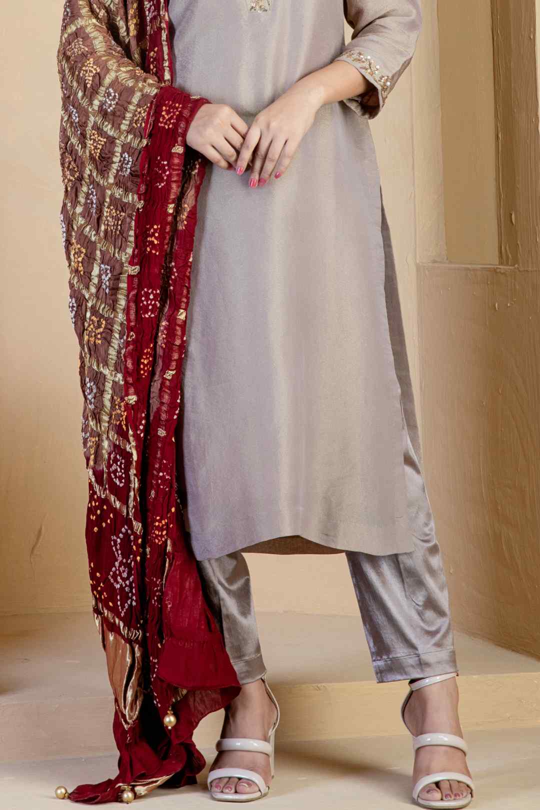 Copper shimmer suit set - Ritivesh By Ritika Aggarwal