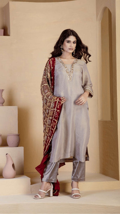 Copper shimmer suit set - Ritivesh By Ritika Aggarwal