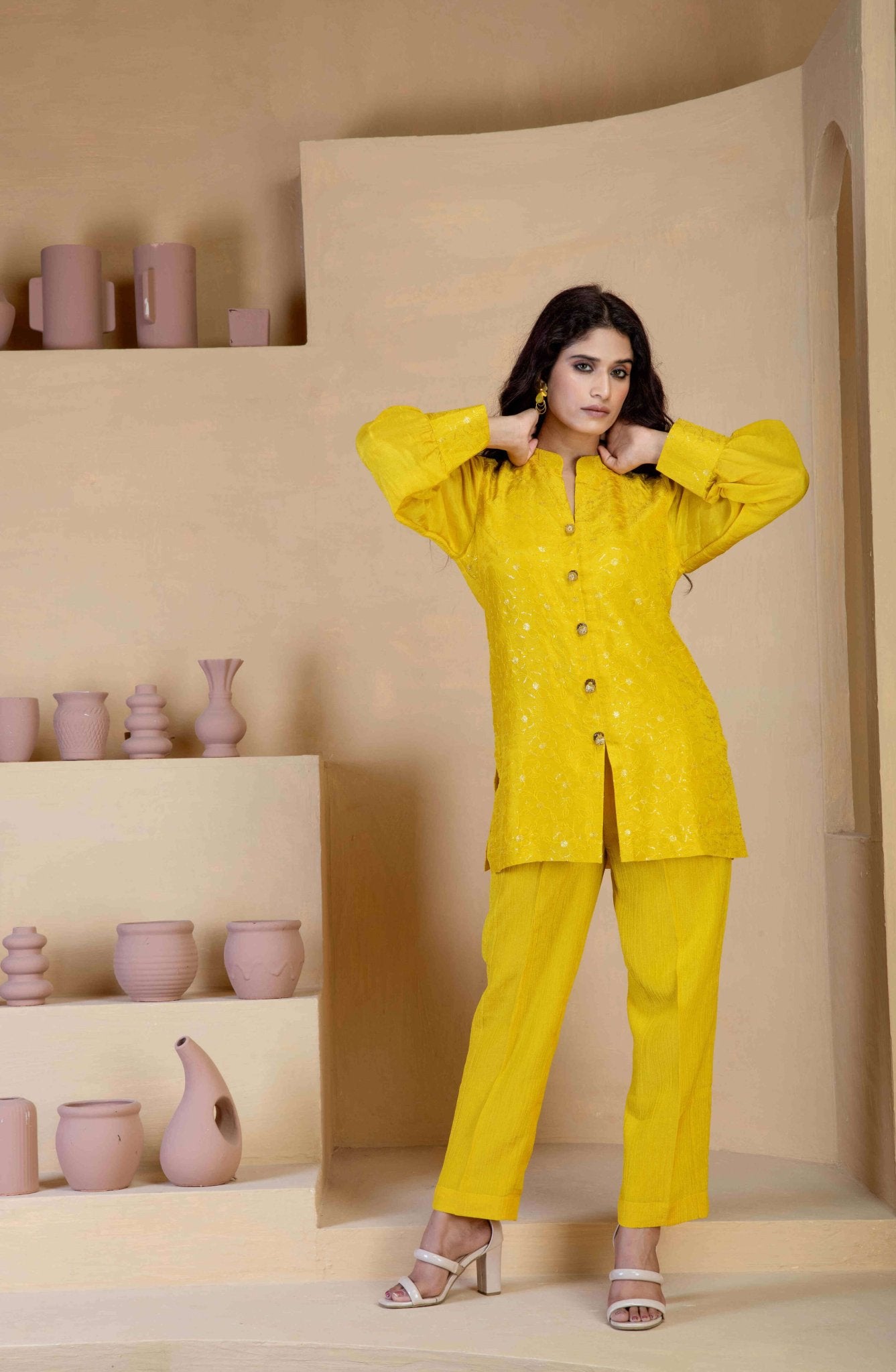 Cultural fusion Yellow coord set - Ritivesh By Ritika Aggarwal