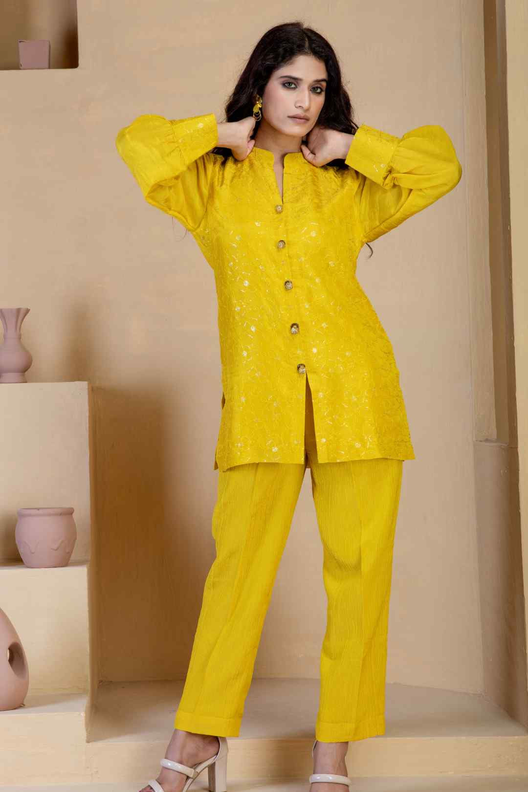 Cultural fusion Yellow coord set - Ritivesh By Ritika Aggarwal