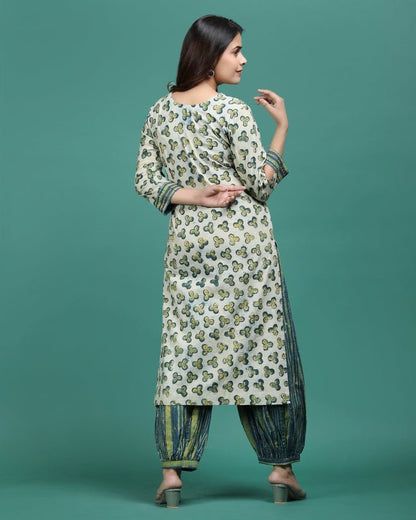 GAGAN | Green Hand Emb Kurti - Ritivesh By Ritika Aggarwal
