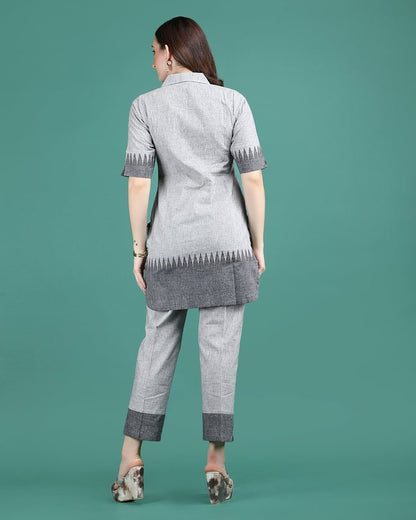 GEET | Grey Cotton Cord set - Ritivesh By Ritika Aggarwal