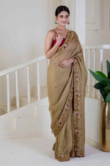 Golden Organza saree - Ritivesh By Ritika Aggarwal