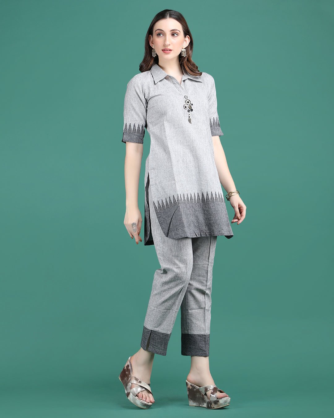 Handloom Cotton Coord set (Kurta with pant) - Ritivesh By Ritika Aggarwal