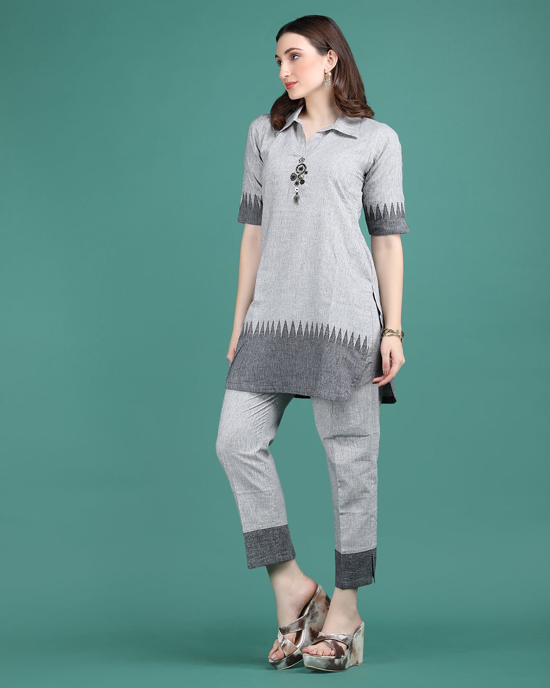 Handloom Cotton Coord set (Kurta with pant) - Ritivesh By Ritika Aggarwal