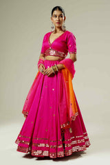 Hot Pink Handwork Lehenga Set | Designer Festive & Wedding Wear - Ritivesh By Ritika Aggarwal
