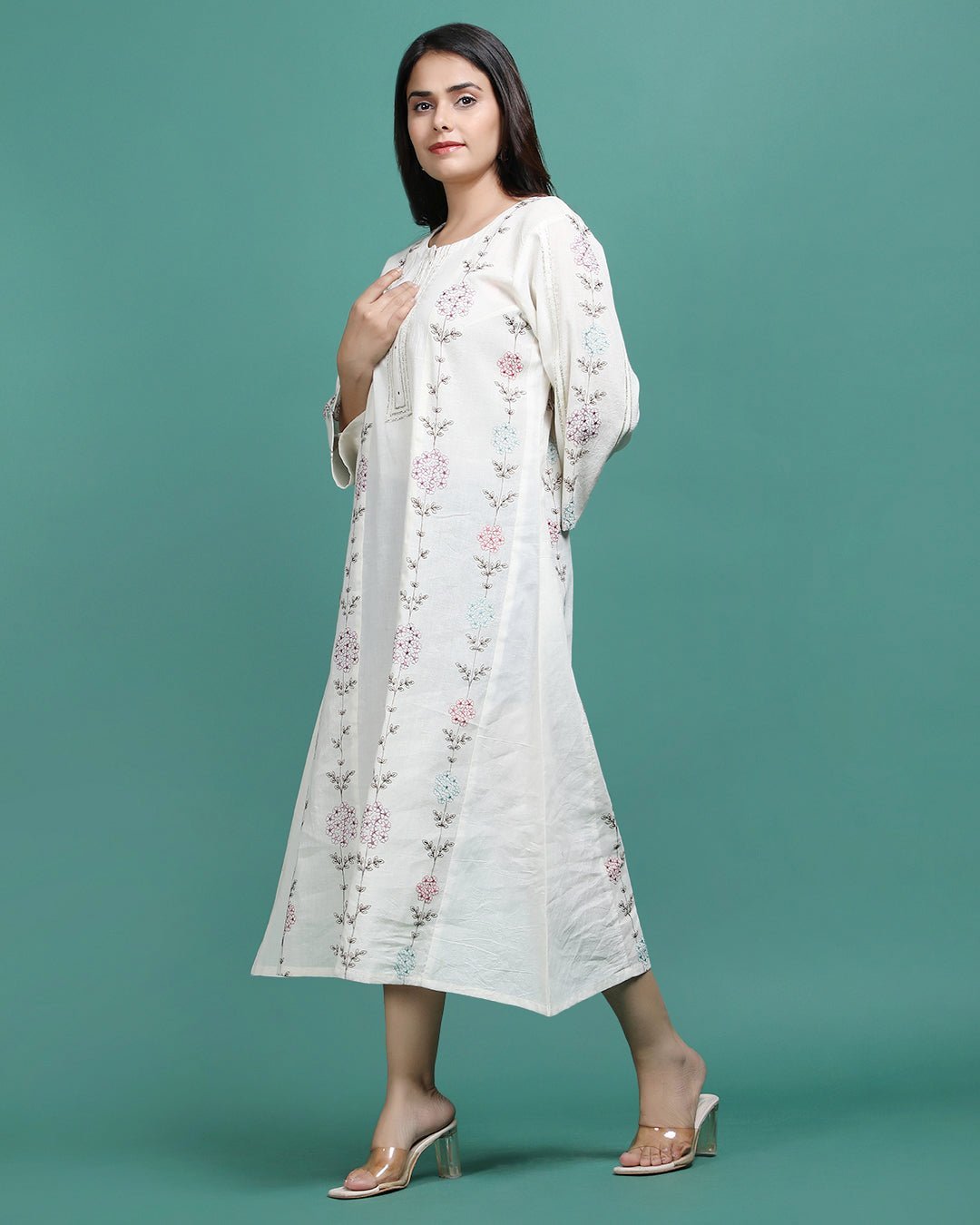 KIRAN | Cotton embroidered fabric A line Kurta - Ritivesh By Ritika Aggarwal