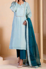 Light Steel Blue Kurta Set - Ritivesh By Ritika Aggarwal