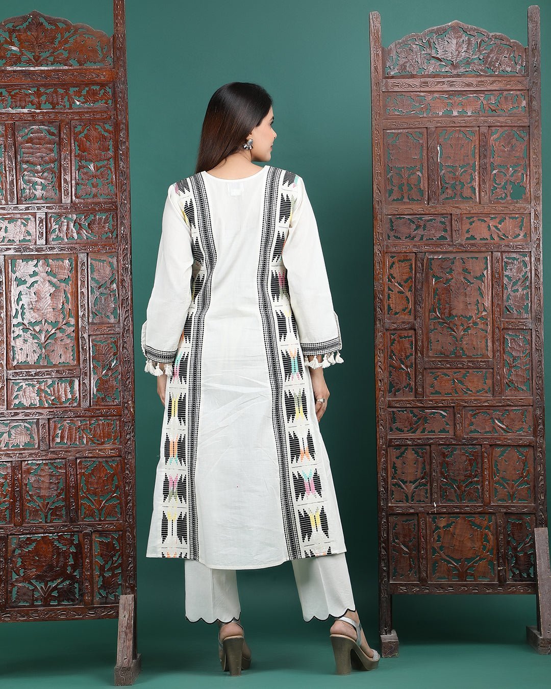 NANDINI | Off white A - line Kurta Pant - Ritivesh By Ritika Aggarwal