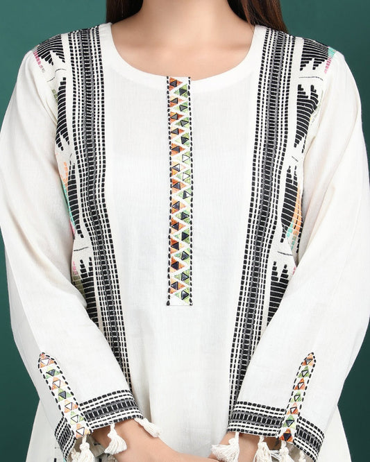 NANDINI | Off white A - line Kurta Pant - Ritivesh By Ritika Aggarwal