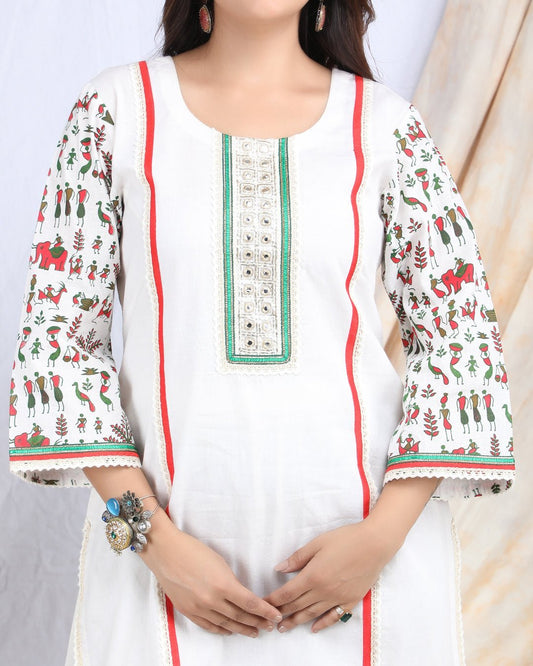 NIKHAAR | Warli printed cotton Kurta - Ritivesh By Ritika Aggarwal