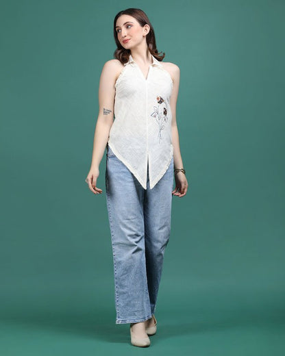 Off white Cotton Hand work Top - Ritivesh By Ritika Aggarwal