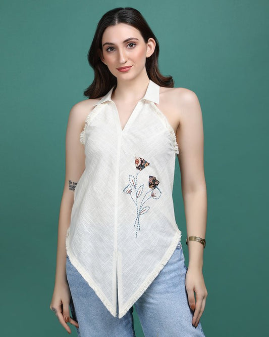 Off white Cotton Hand work Top - Ritivesh By Ritika Aggarwal