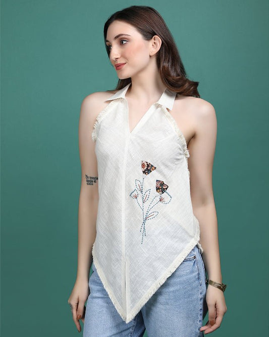 Off white Cotton Hand work Top - Ritivesh By Ritika Aggarwal