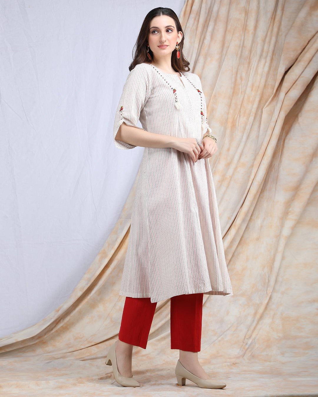 PARINDA | Quirky detailed cotton Kalidar Kurta - Ritivesh By Ritika Aggarwal