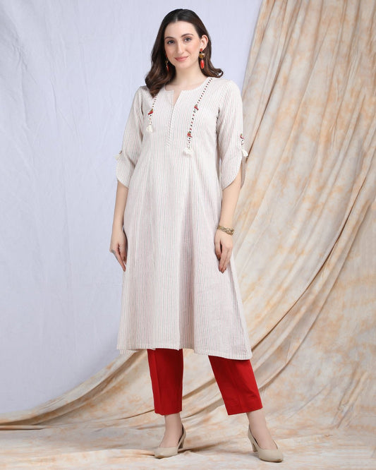 PARINDA | Quirky detailed cotton Kalidar Kurta - Ritivesh By Ritika Aggarwal