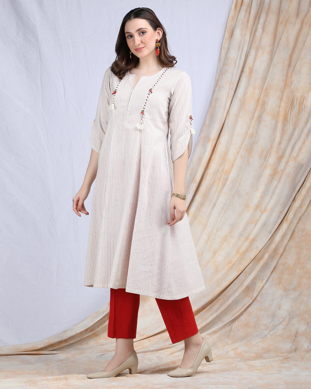 PARINDA | Quirky detailed cotton Kalidar Kurta - Ritivesh By Ritika Aggarwal