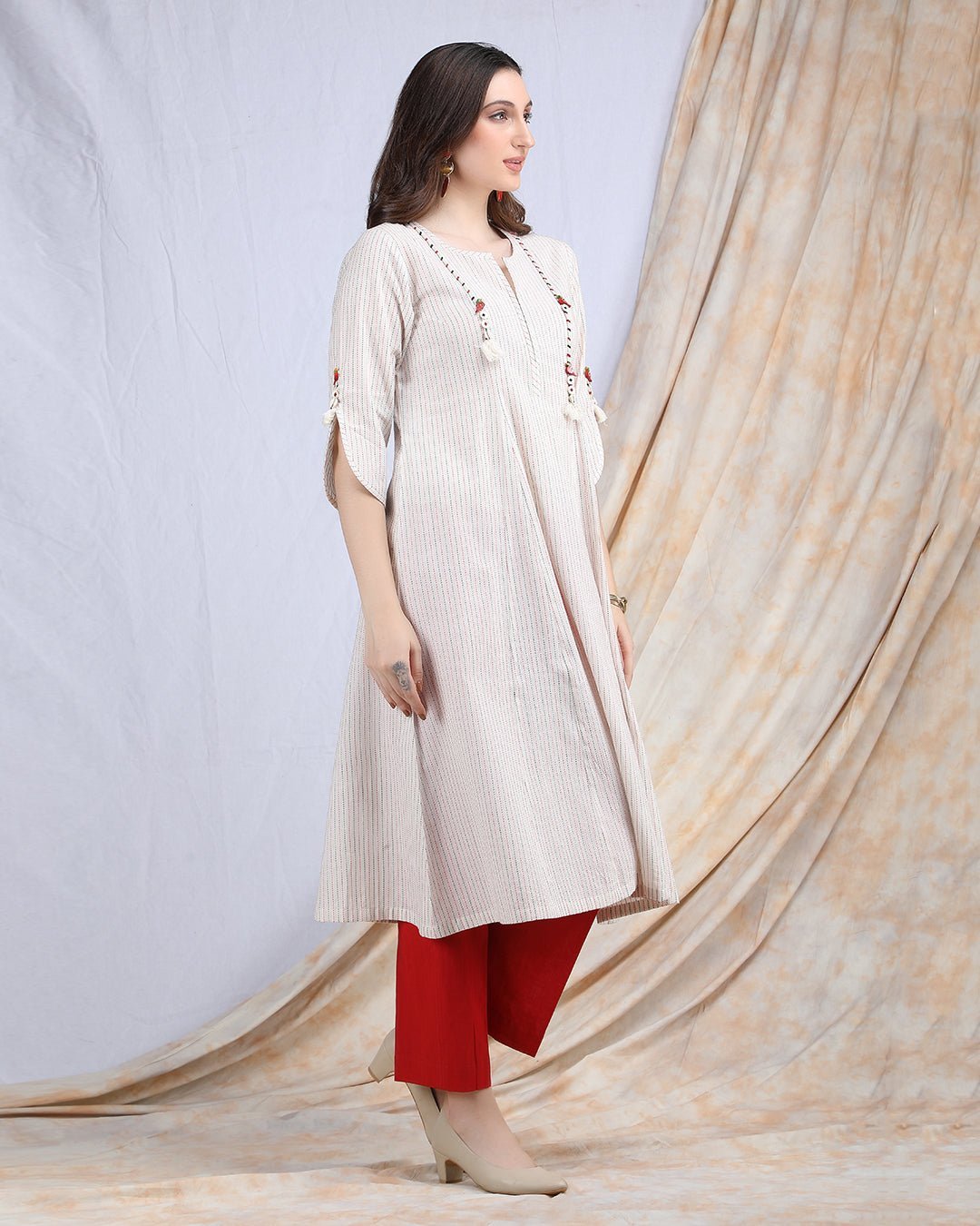PARINDA | Quirky detailed cotton Kalidar Kurta - Ritivesh By Ritika Aggarwal
