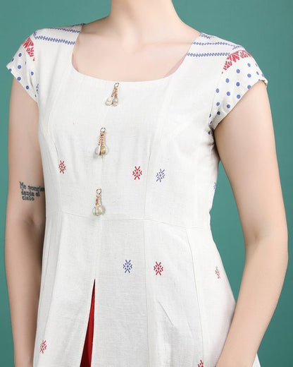 PEARL | Off white Cotton Dress - Ritivesh By Ritika Aggarwal