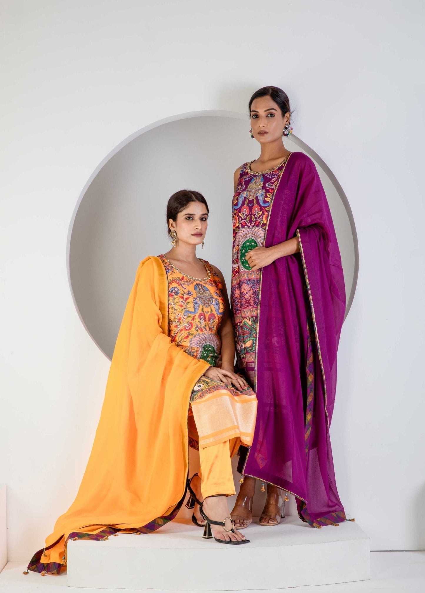 Purple Digital print suit with Lycra pant and Dupatta - Ritivesh By Ritika Aggarwal