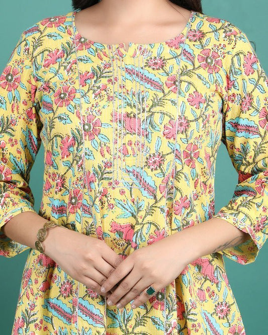 ROLI | Yellow Kalidar Kurta & Pant - Ritivesh By Ritika Aggarwal