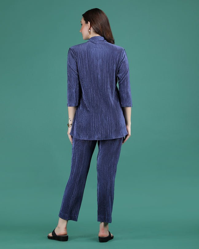 SAPPHIRE | Blue crepe wrinkled coord set - Ritivesh By Ritika Aggarwal