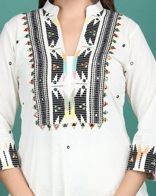 SHITAL | Off White Black Panel Kurta Pant - Ritivesh By Ritika Aggarwal