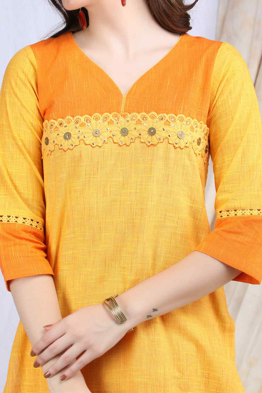 SUJATA | Yellow Handloom Cotton Kurta Pant - Ritivesh By Ritika Aggarwal
