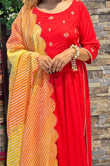 SURAMYA | Kurta Pant with Leheriya Dupatta - Ritivesh By Ritika Aggarwal