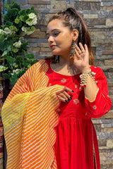 SURAMYA | Kurta Pant with Leheriya Dupatta - Ritivesh By Ritika Aggarwal