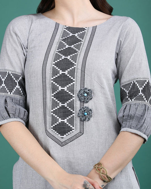 SURMAI | Cotton Kurta with designer sleeves - Ritivesh By Ritika Aggarwal