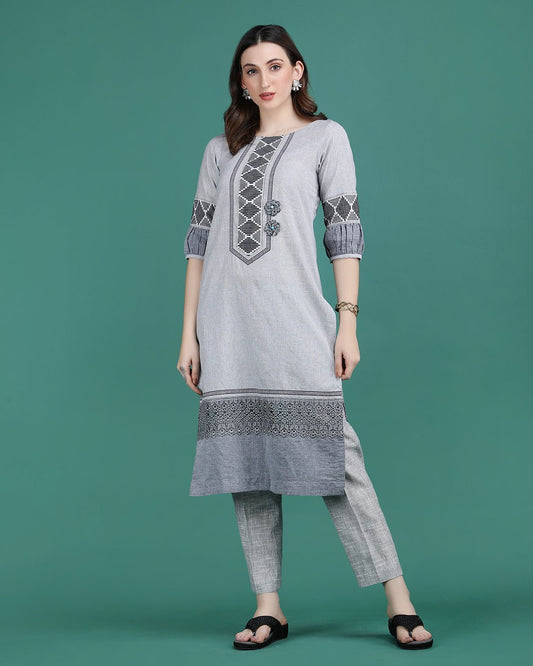 SURMAI | Cotton Kurta with designer sleeves - Ritivesh By Ritika Aggarwal